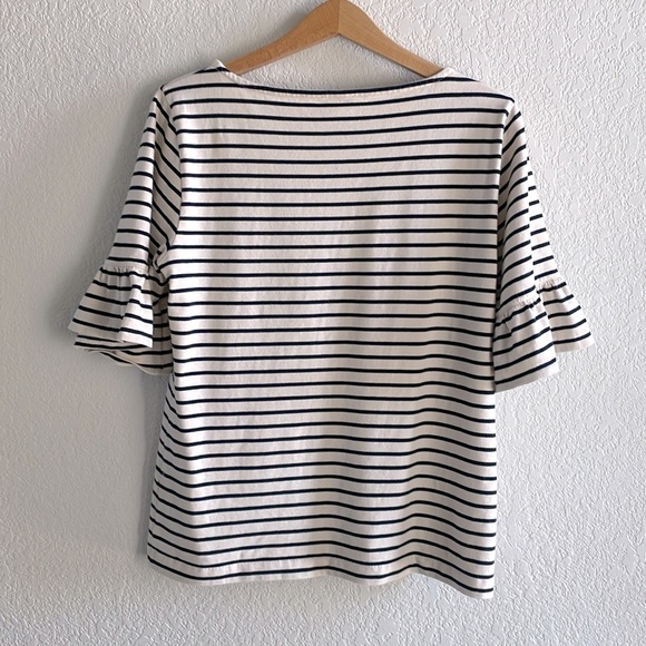 J Crew Striped Cotton Top 3/4 Sleeves Medium - Picture 2 of 3